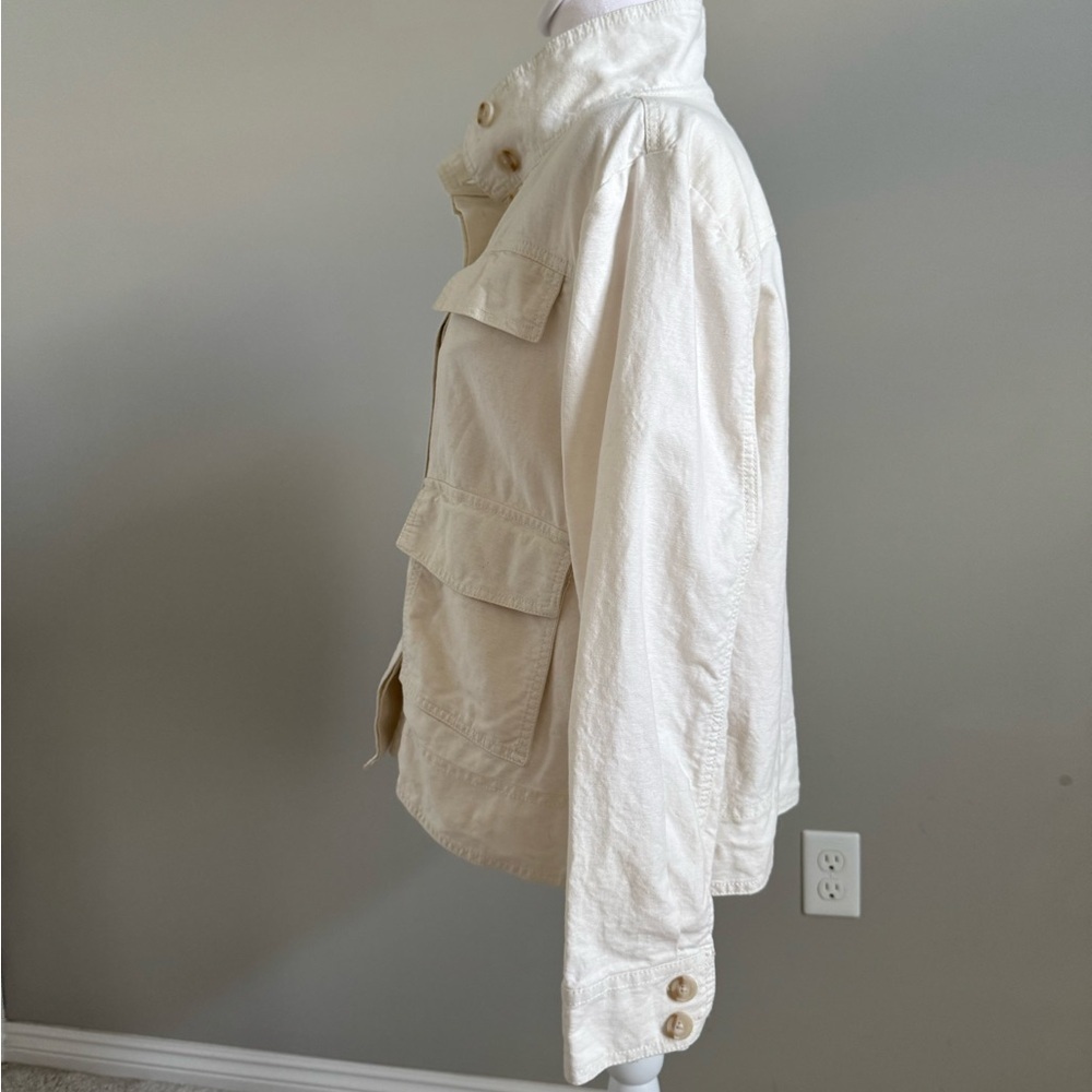 LOFT Off-White Linen Blend Utility Jacket Medium - Picture 3 of 8